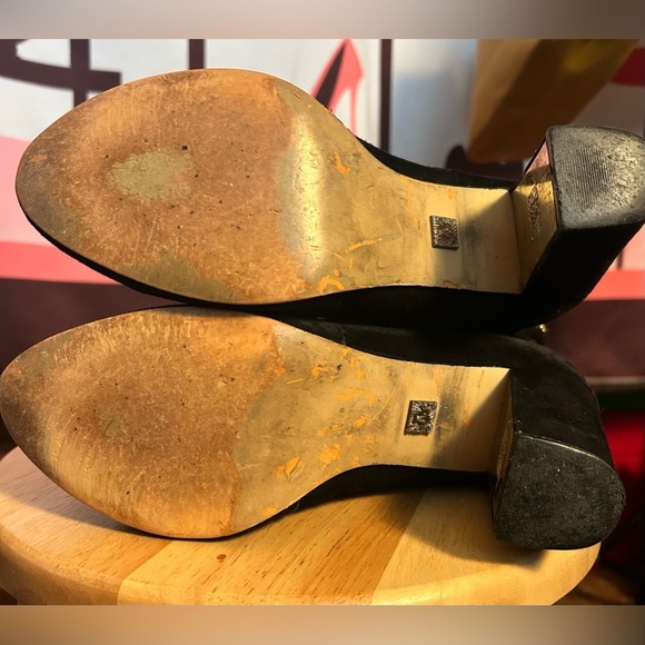 Anne Klein Not Me GORGEOUS Black Suede Full Zip Heeled Knee Boots Sz 7.5​​ - Picture 7 of 7